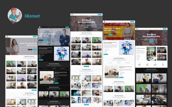 Hizmet – Service Provider Company for Home, Office, and Personal Work Elementor WordPress Theme
