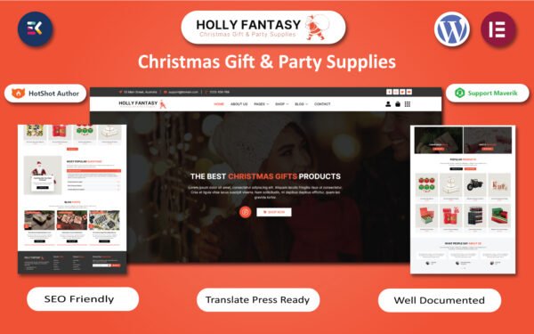 Holly Fantasy – Christmas Gifts & New Year Party Supplies WordPress Elementor Template WordPress Theme