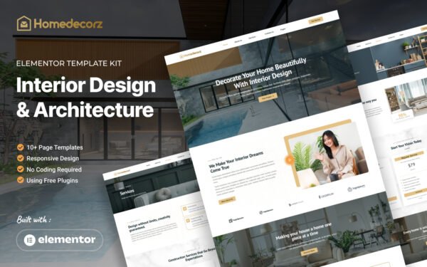 Homedecorz – Interior Design & Architecture Elementor Template Kit Elementor Kit