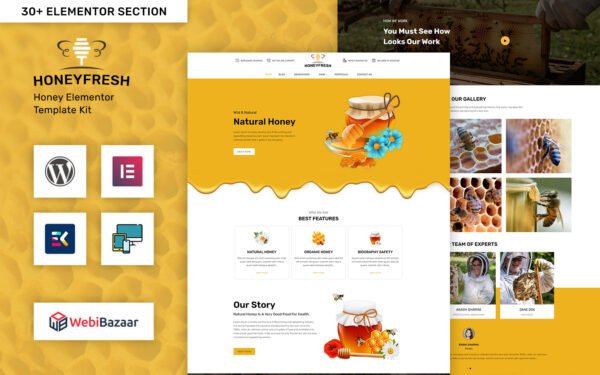 Honeyfresh – Honey Farm & Production Elementor WordPress Template WordPress Theme