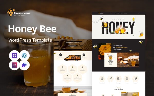 Honiie Yum – Honey Farm And Honey Shop Multipurpose WordPress Elementor Theme WordPress Theme