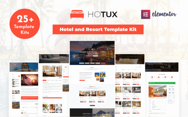 Hotux – Hotel and Resort Elementor Template Kit Elementor Kit