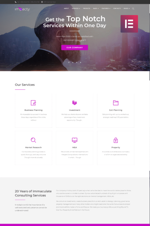 Impacty – Business Consulting WordPress Elementor Theme WordPress Theme
