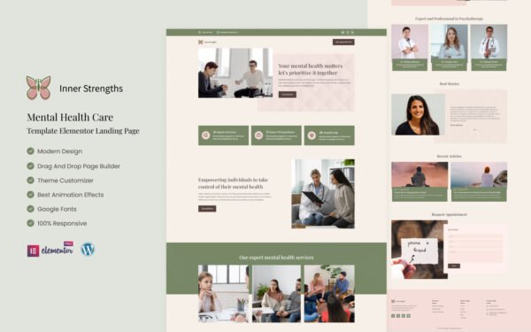 Inner Strength – Mental Health Care Services Elementor Landing Page Elementor Kit