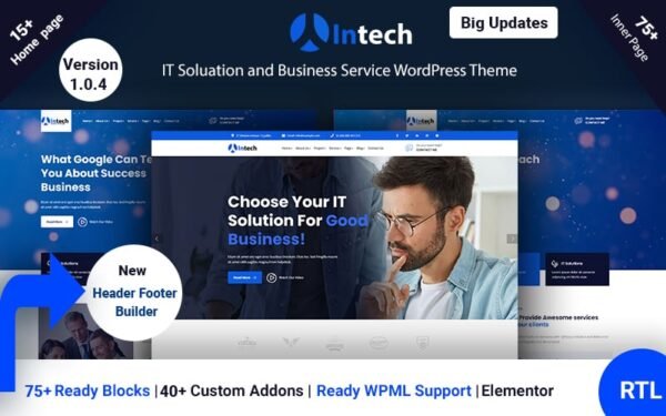 Intech – IT Solution And Technology Services WordPress Theme