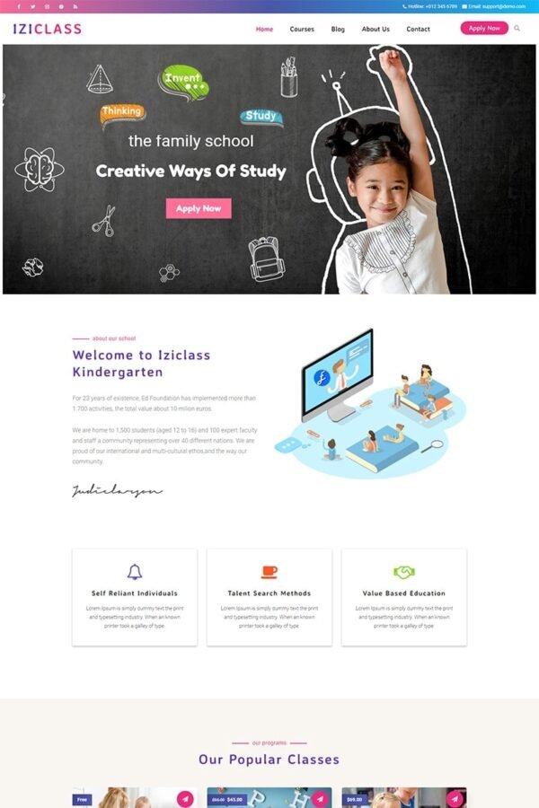 Iziclass – Kindergarten and Preschool WordPress Theme