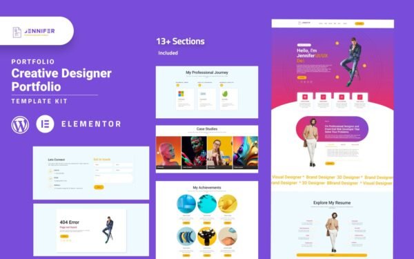 jennifer – Personal Portfolios & Resume Elementor Template Kit Elementor Kit