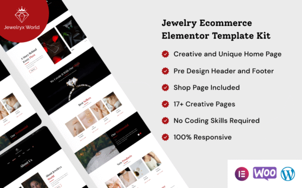 Jewelryx – Jewelry Ecommerce Elementor Template Kit Elementor Kit