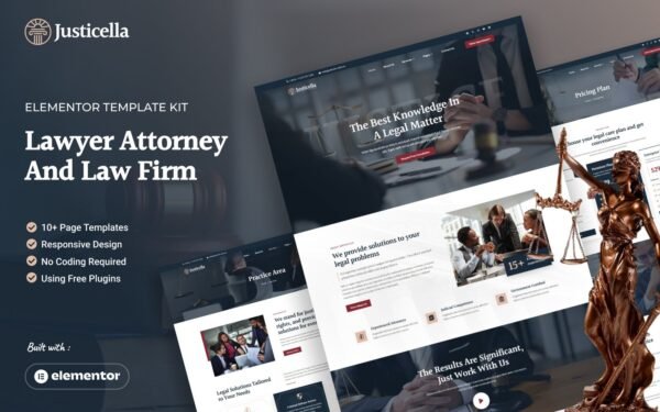 Justicella – Lawyer Attorney and Law Firm Elementor Template Kit Elementor Kit
