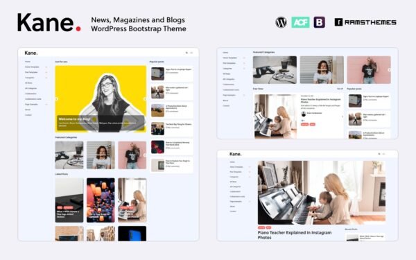 KANE – News Magazine Blog Bootstrap WordPress Theme