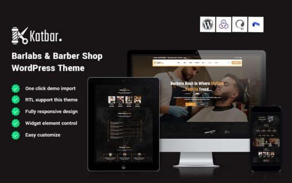 Katbar – Barber Elementor WordPress Theme