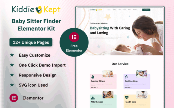 Kiddie Kept Babysitter Finder Elementor Kit