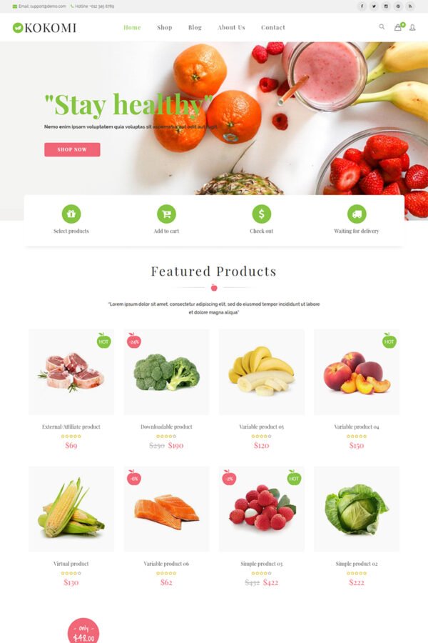 Kokomi – Organic & Food WordPress WooCommerce Theme