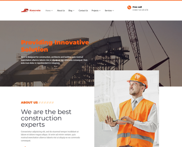 Koncrete – Construction Elementor Template Kits Elementor Kit