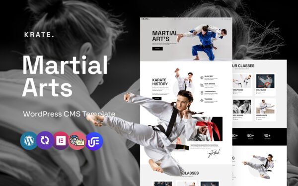 Krate – Martial Arts School And Training Multipurpose WordPress Elementor Theme WordPress Theme