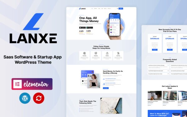 Lanxe – SaaS Software and Startup Apps WordPress theme WordPress Theme