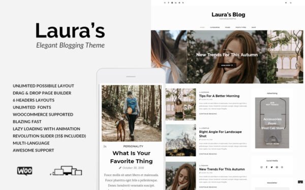 Laura – Elegant WordPress Personal Blog Theme WordPress Theme