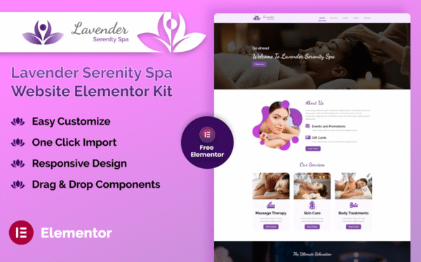 Lavender Serenity Spa Website Elementor Kit