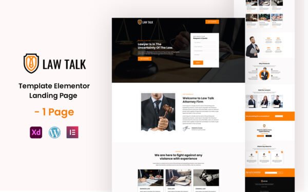 Law Talk – Lawyer and Attorney Services Ready to Use Elementor Template Elementor Kit
