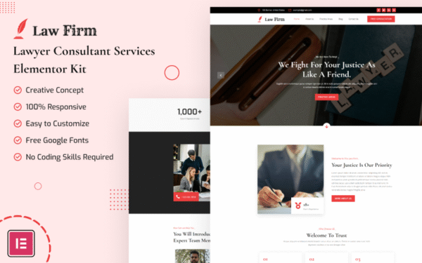 LawFirm – Lawyer Consultant Services Elementor Kit