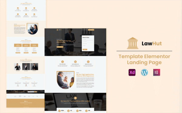 LawHut – Law Services Ready to Use Elementor Template Elementor Kit
