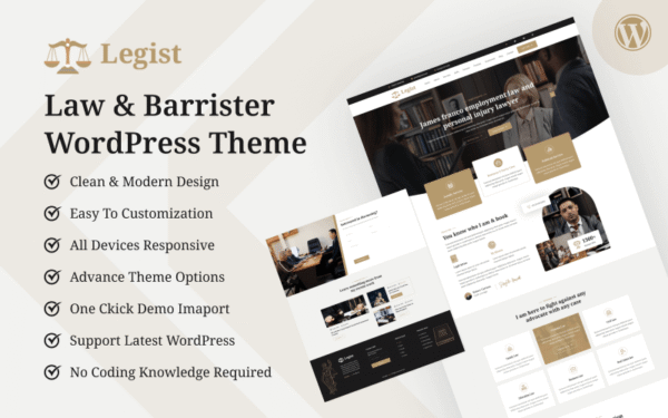 Legist – Law & Barrister Personal Portfolio WordPress Theme