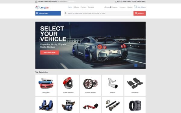 Lergos – Car Spare Parts ECommerce Classic Elementor WooCommerce Theme