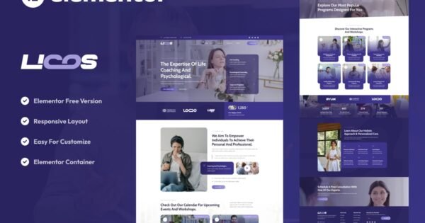 Licos – Life Coach & Psychologist Services Elementor Template Kit