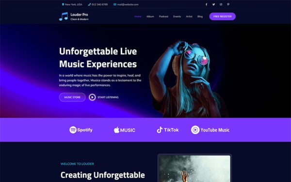 Louder Pro – Elementor Music WordPress Theme