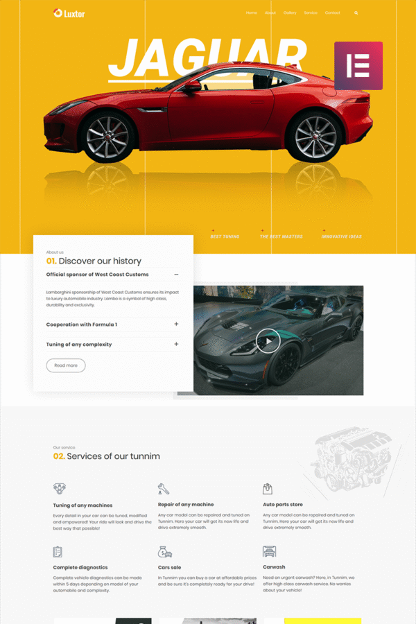 Luxor – Car Tuning WordPress Elementor Theme WordPress Theme