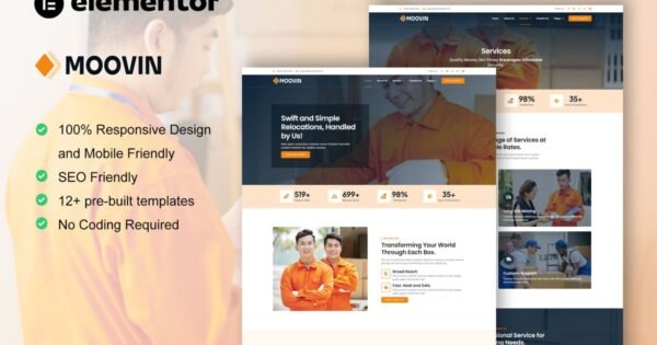 Moovin – Moving Company Elementor Pro Template Kit