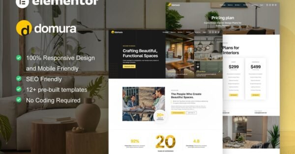 Domura – Interior Design & Architecture Elementor Pro Template Kit