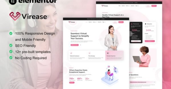 Virease – Virtual Assistant Service Elementor Pro Template Kit