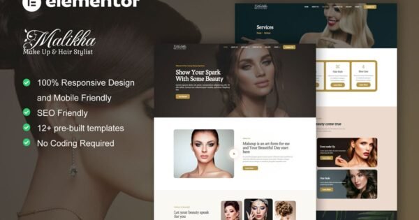 Malikha – Beauty Salon & Spa Elementor Pro Template Kit