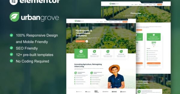UrbanGrove – Hydroponic & Agriculture Elementor Template Kit