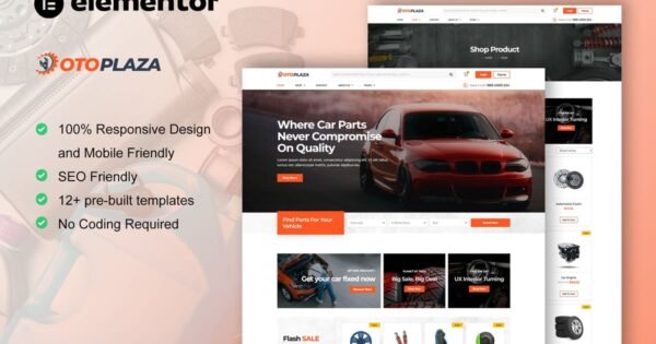 OtoPlaza – Auto Parts Store & Accessories Elementor Pro Template Kit