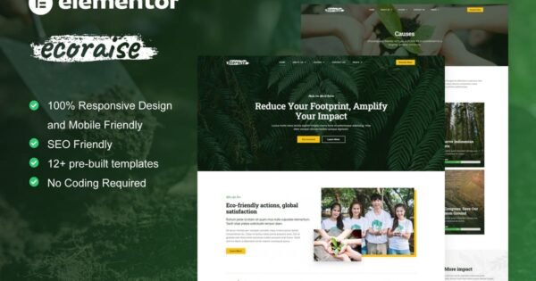 EcoRaise – Environmental Charity & Nonprofit Elementor Template Kit