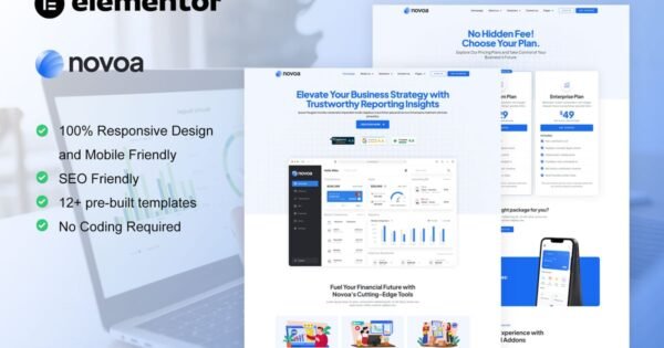 Novoa – Saas & Finance Software Service Elementor Template Kit