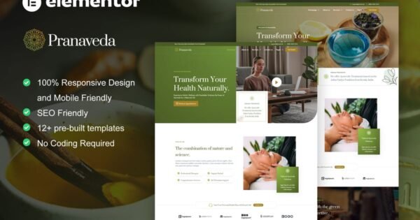 PranaVeda – Ayurveda Treatment & Spa Elementor Pro Template Kit