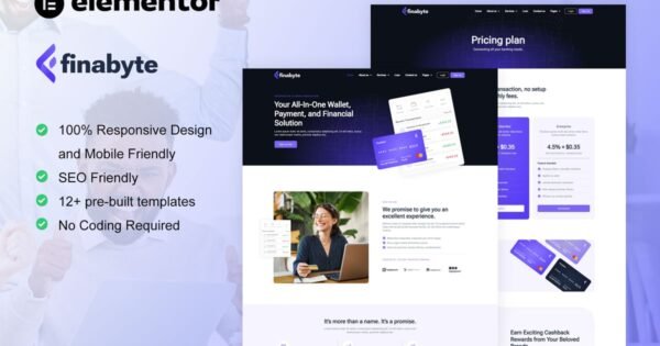 FinaByte – Saas & Fintech Startup Elementor Template Kit