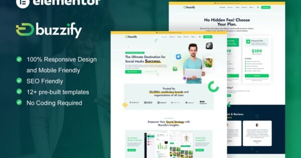 Buzzify – Social Media Marketing Agency Elementor Template Kit