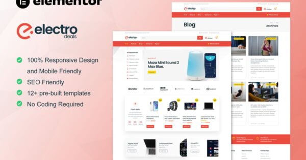 ElectroDeals – Woocommerce Electronic Store Elementor Template Kit