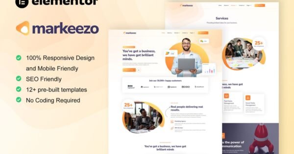 Markeezo – SEO & Digital Marketing Agency Elementor Template Kit