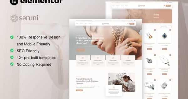 Seruni – Jewelry Store WooCommerce Elementor Pro Template Kit