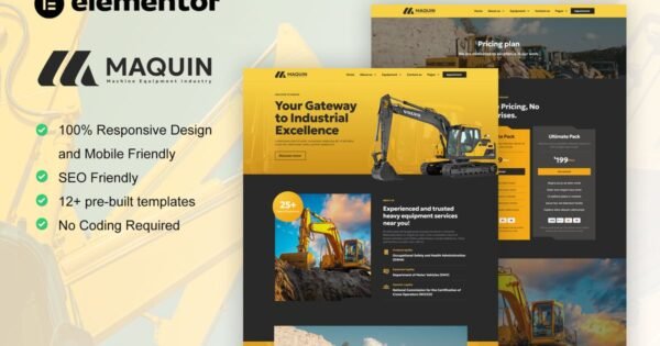 Maquin – Construction Equipment Rentals Elementor Pro Template Kit