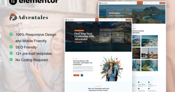 Adventales – Modern Travel Blog Elementor Template Kit