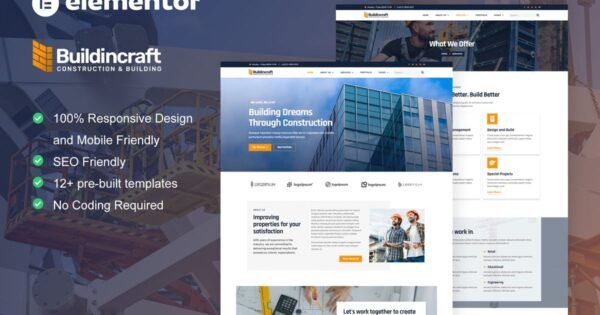 BuildinCraft- Construction & Building Elementor Template Kit