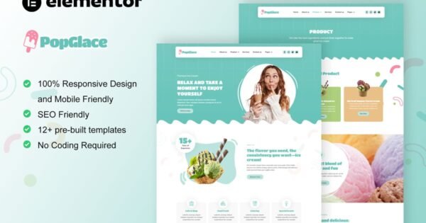 PopGlace – Ice Cream Shop Elementor Template Kit