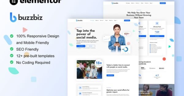 BuzzBiz – Social Media Marketing Agency Elementor Pro Template Kit