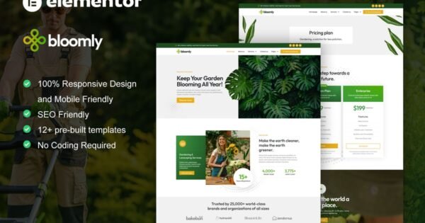 Bloomly – Landscape & Gardening Service Elementor Pro Template Kit